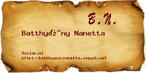 Batthyány Nanetta névjegykártya